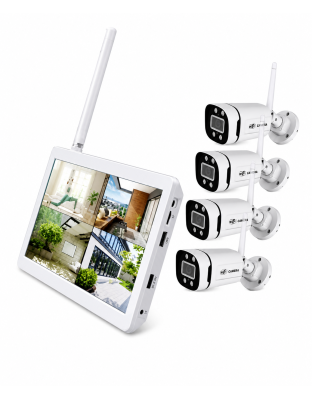 4CH Wireless 2MP CCTV Camera System with Built-in 10.1" Monitor – 480M Long-Range Wi-Fi Security Kit